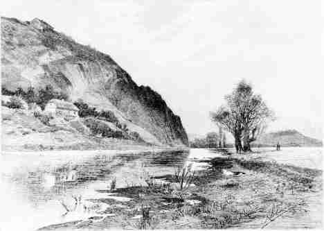 Vltavsk rameno pod Jablokou. (Devoryt, polovina 19. stolet.)
